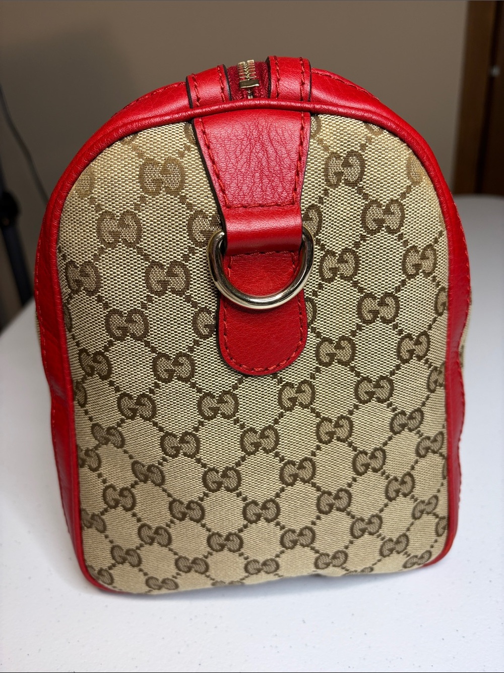 Gucci GG Supreme Web Boston Bag Leather Trim | No Strap - Picture 4 of 16